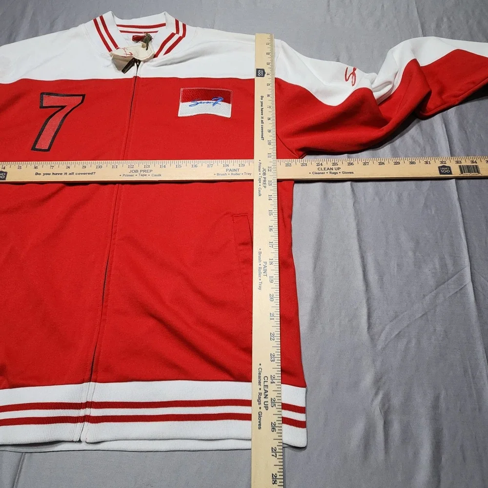 Seven7 Monaco Racing Track Jacket Mens XL Red White Full Zip Sporty Varsity NWT‎